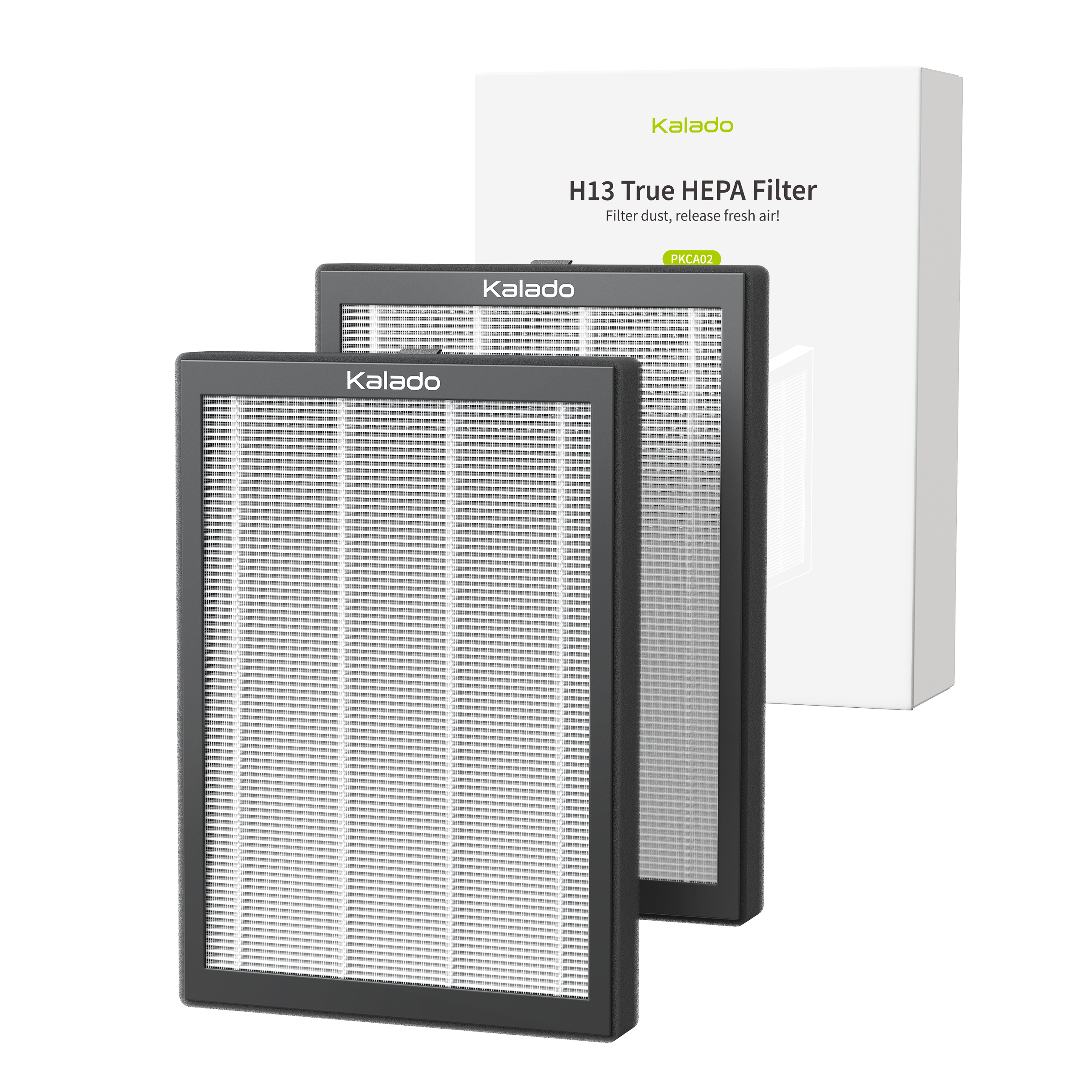 kalado Air Purifier Filter for KCA02, H13 True hepa,High-Efficiency,2 Pack,White